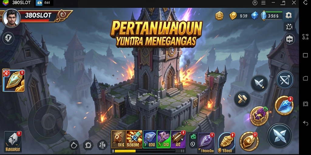 Screenshot utama 380SLOT menampilkan aksi permainan Tower Defense yang intens.