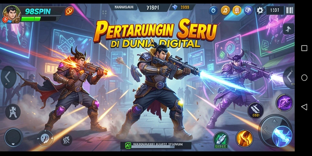 Tampilan screenshot menampilkan pertarungan sengit dalam 98SPIN.