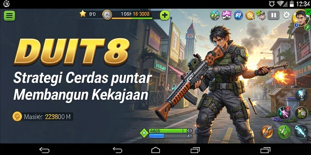 Tangkapan layar gameplay strategis dari DUIT8 yang menampilkan pertempuran dan manajemen sumber daya.