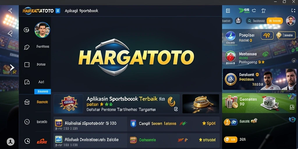 Screenshot HARGATOTO menunjukkan antarmuka pengguna yang menarik dengan opsi taruhan olahraga.