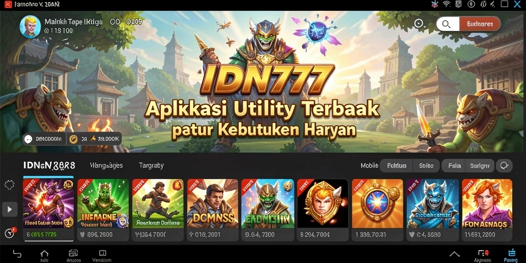 Tampilan antarmuka IDN777 yang mudah digunakan dan terorganisir.