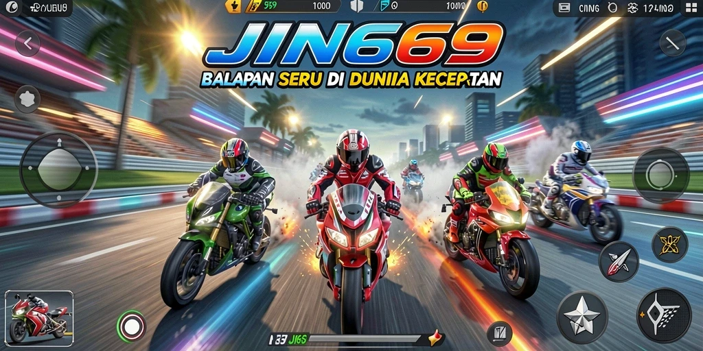 Gameplay JIN69 yang mendebarkan dan penuh aksi balapan.