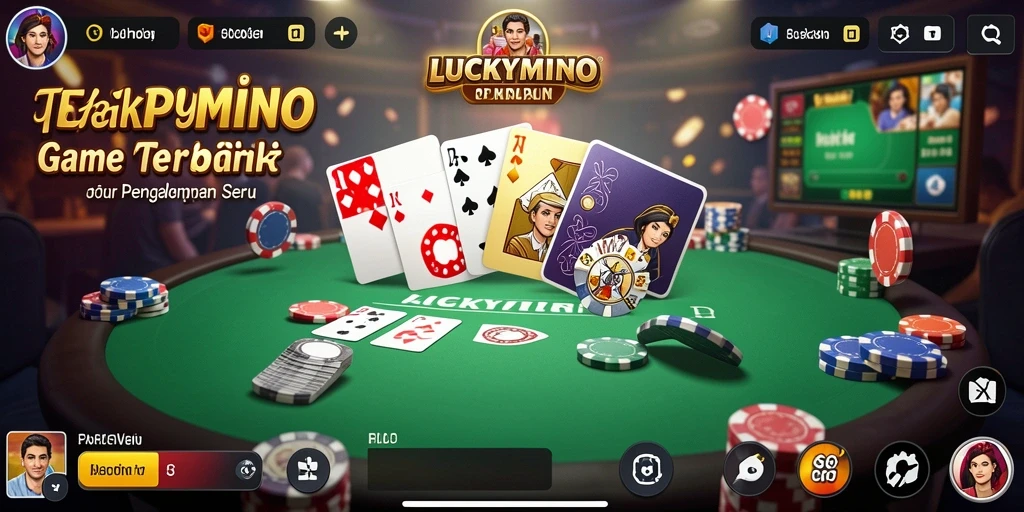 Screenshot LUCKYMINO menampilkan pengalaman bermain poker yang seru.