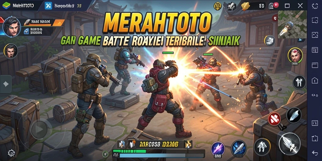 Tangkapan layar gameplay dari MERAHTOTO dengan suasana Battle Royale yang intens.