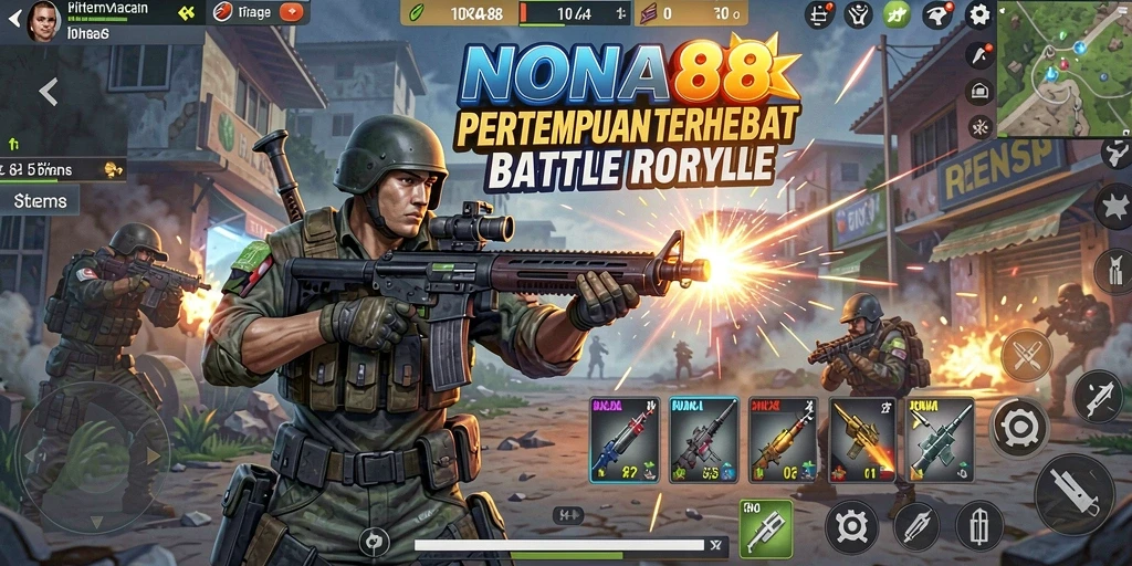 Gameplay NONA88 yang mendebarkan dalam arena Battle Royale.
