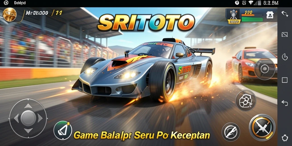 Screenshot gameplay SRITOTO dengan aksi balapan yang seru.