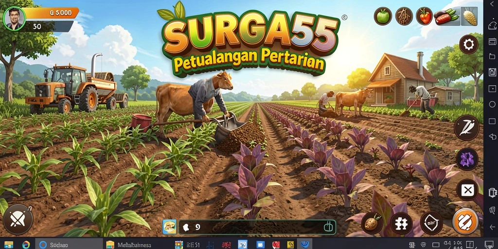 Tampilan menarik dari gameplay pertanian di SURGA55.