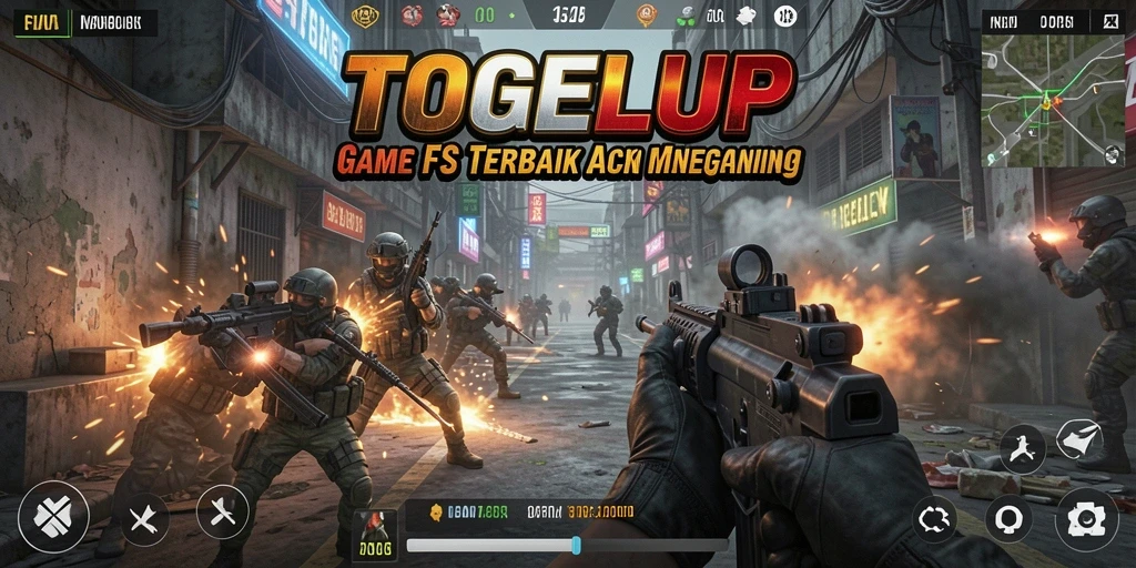 Gameplay intens TOGELUP menampilkan aksi menembak yang seru.