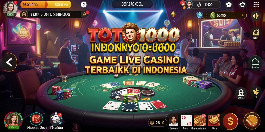 Screenshot gameplay TOTO1000 menunjukkan dealer langsung dan interaksi pemain.