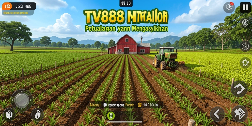 Gameplay TV888 yang menampilkan aktivitas bertani yang seru.
