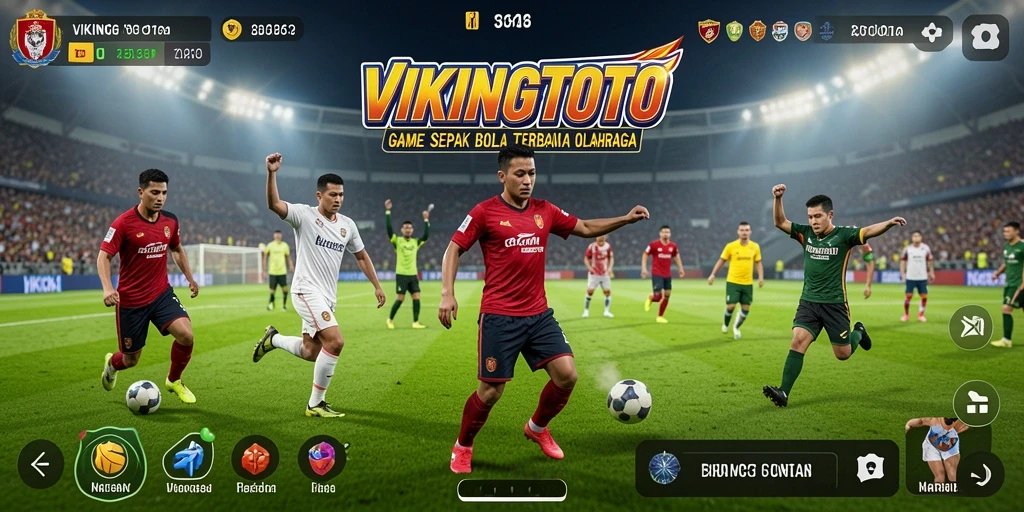 Screenshot VIKINGTOTO menampilkan aksi seru dalam permainan sepak bola.